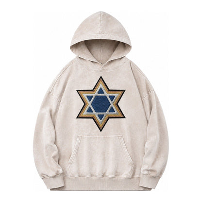Star Of David Vintage Washed Hoodie – Off White