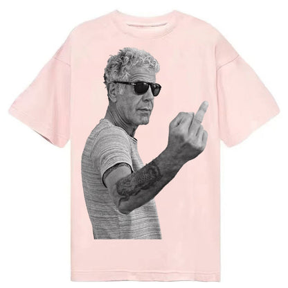 Anthony Bourdain Middle Finger Classic T-shirt – Pink