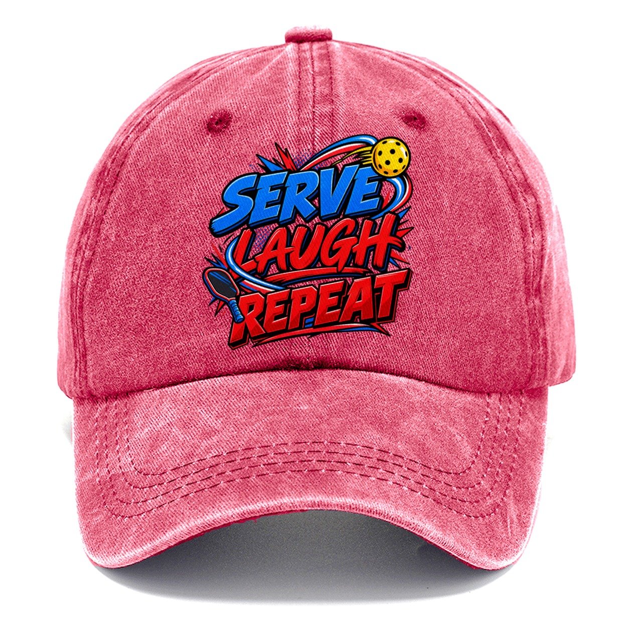 Serve Laugh Repeat Pickleball Life Classic Cap – Pomegranate Blush