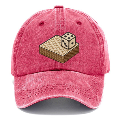 Face Down Card Deck With A Die On Top Board Games Classic Cap – Pomegranate Blush