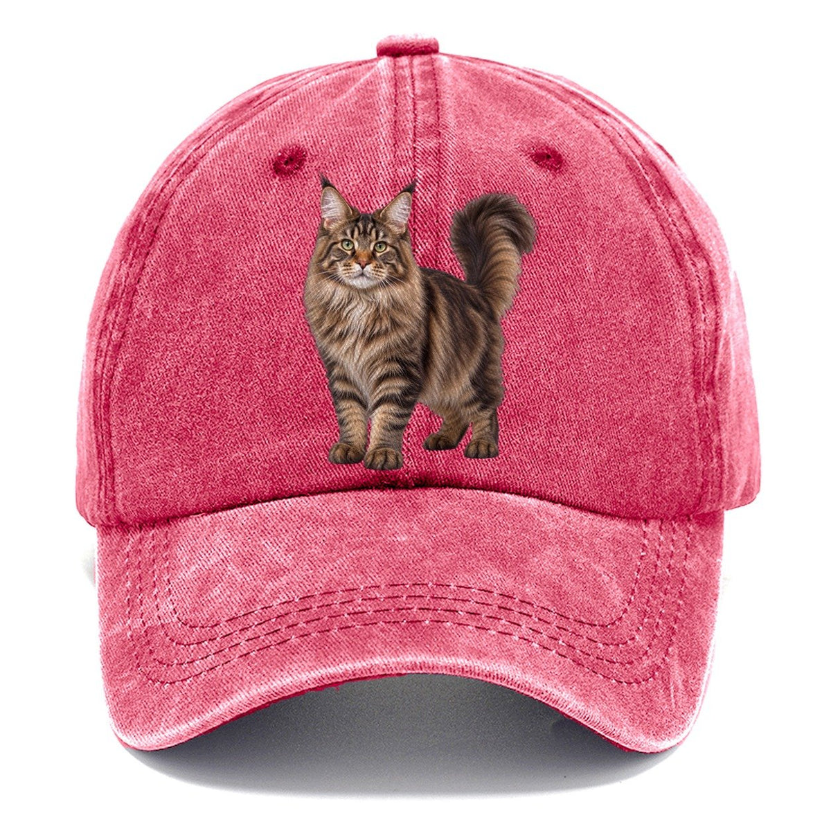 Maine Coon Standing Three Quarter Realistic Cat Portrait Classic Cap – Pomegranate Blush