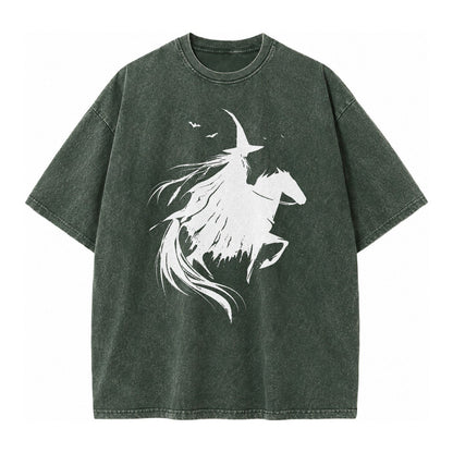 Witch On Horse Vintage T-shirt – Forest Mist