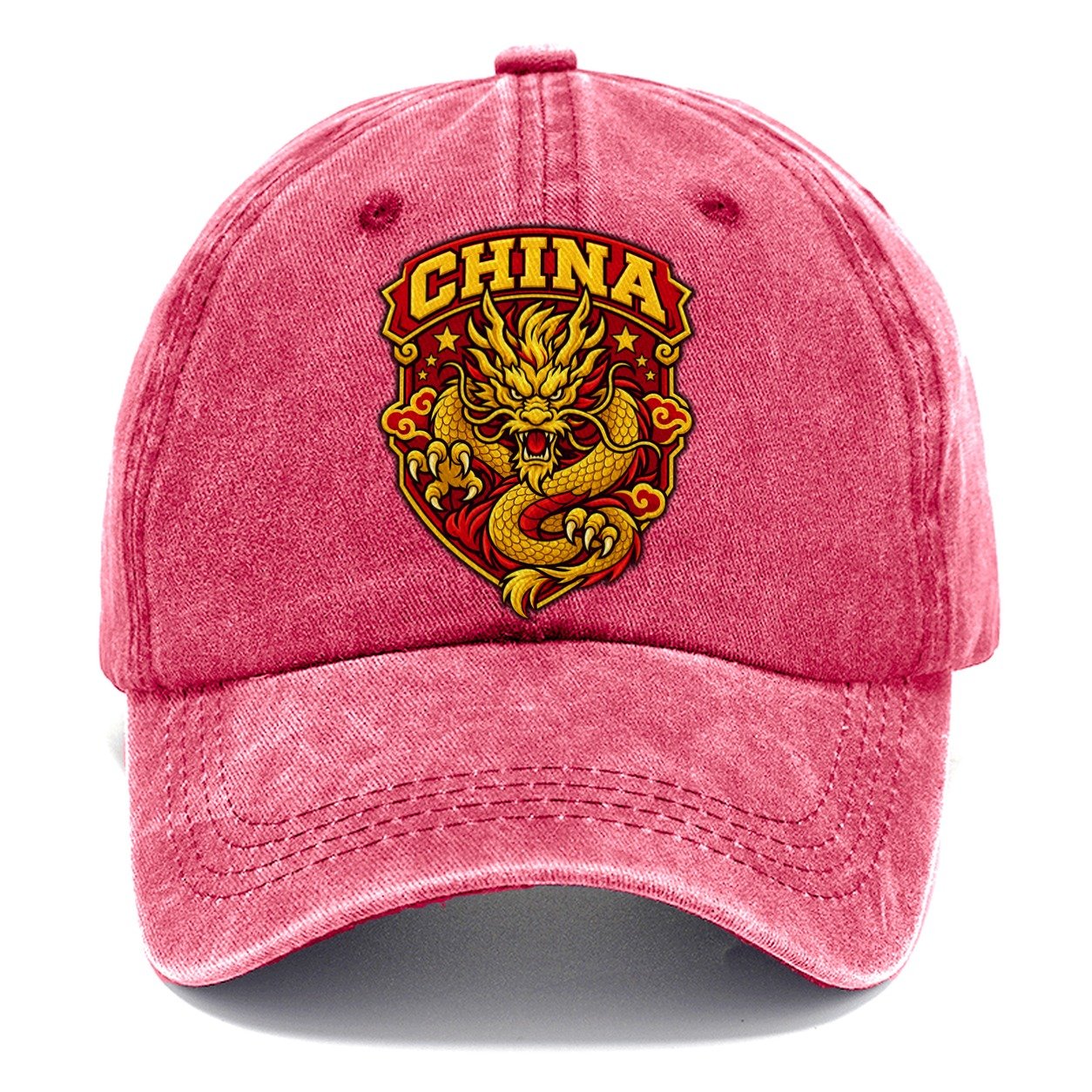 China Retro Badge Country Logos Classic Cap – Pomegranate Blush