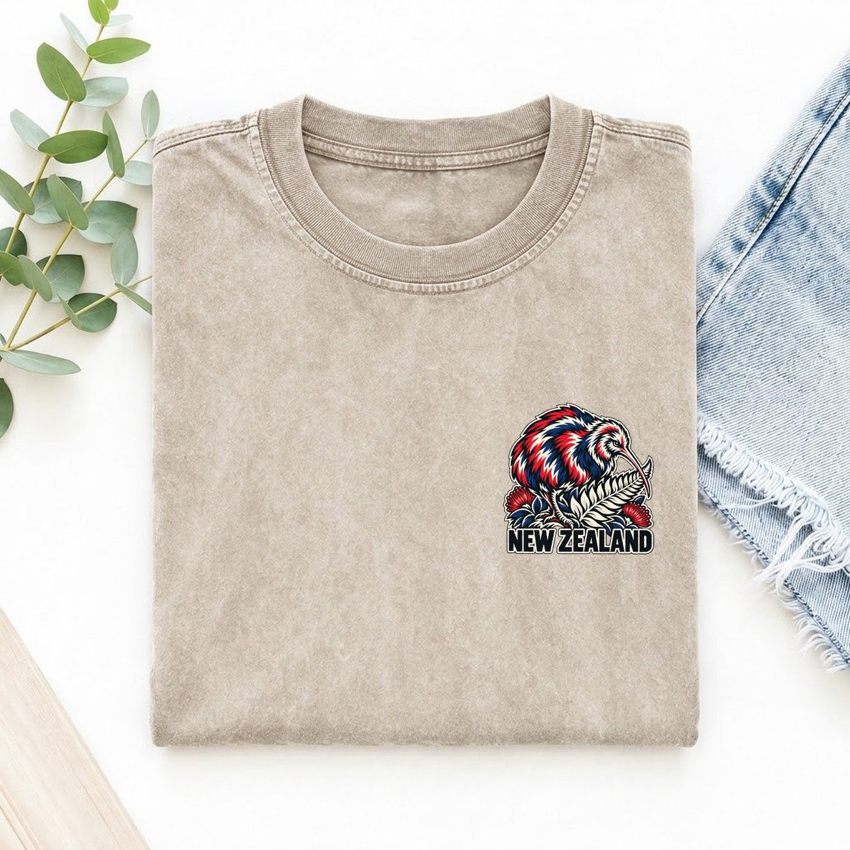 New Zealand Country Pride Left Chest Vintage T-shirt – Off White