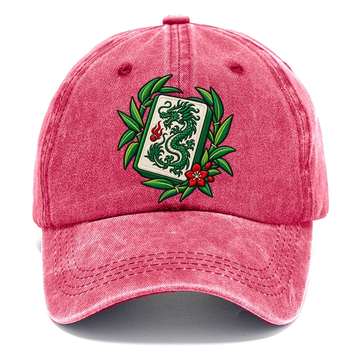 Green Dragon Mahjong Game Night Classic Cap – Pomegranate Blush