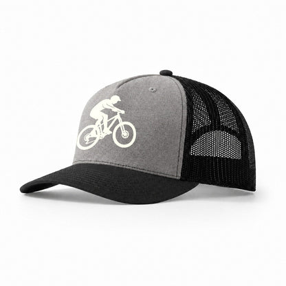 Mountain Biker Catching Air Trucker Hat – Grey-Black