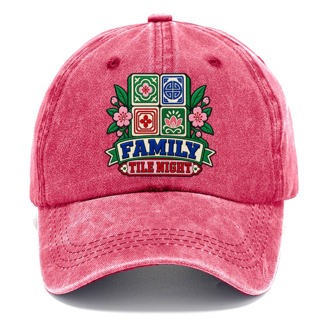Family Tile Night Mahjong Game Night Classic Cap – Pomegranate Blush