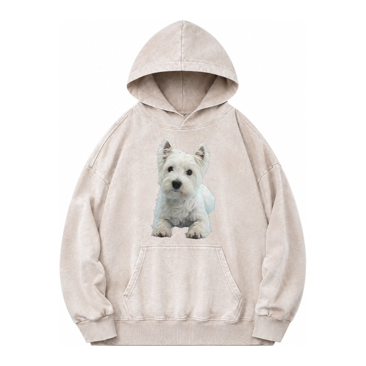 West Highland White Terrier Vintage Washed Hoodie – Off White