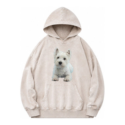 West Highland White Terrier Vintage Washed Hoodie – Off White
