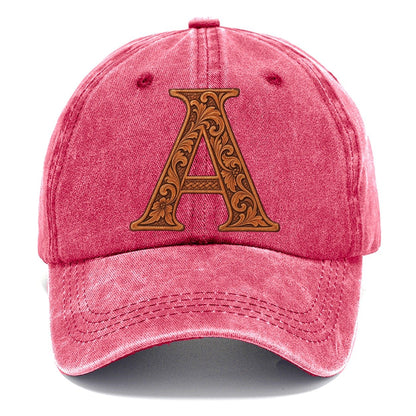 Tooled Leather A Monogram Classic Cap – Pomegranate Blush