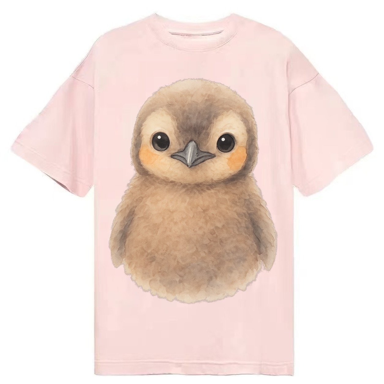 Baby King Penguin Orange Cheek Patches Fluffy Brown Large Ey Classic T-shirt – Pink