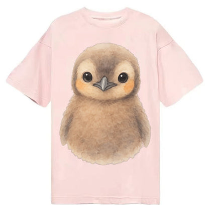 Baby King Penguin Orange Cheek Patches Fluffy Brown Large Ey Classic T-shirt – Pink