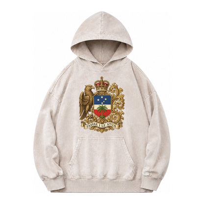 South Africa Springbok Emblem Springbok With Protea Green Go Vintage Washed Hoodie – Off White