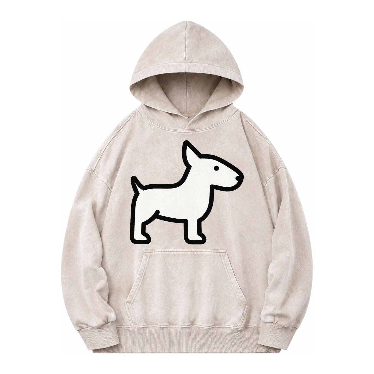 Bull Terrier White Egg Shaped Head Flat Side Profile Vintage Washed Hoodie – Off White