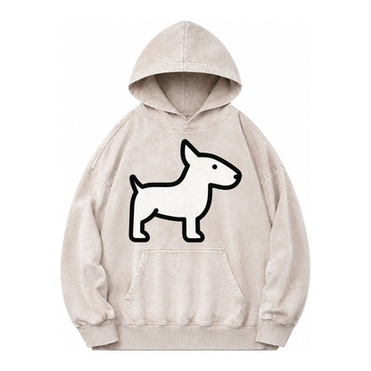 Bull Terrier White Egg Shaped Head Flat Side Profile Vintage Washed Hoodie – Off White