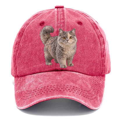 Selkirk Rex Standing Three Quarter Realistic Cat Portrait Classic Cap – Pomegranate Blush