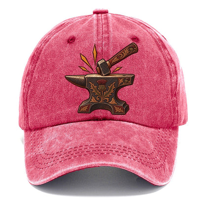 Village Blacksmith Anvil And Hammer Uk Culture Heritage Classic Cap – Pomegranate Blush