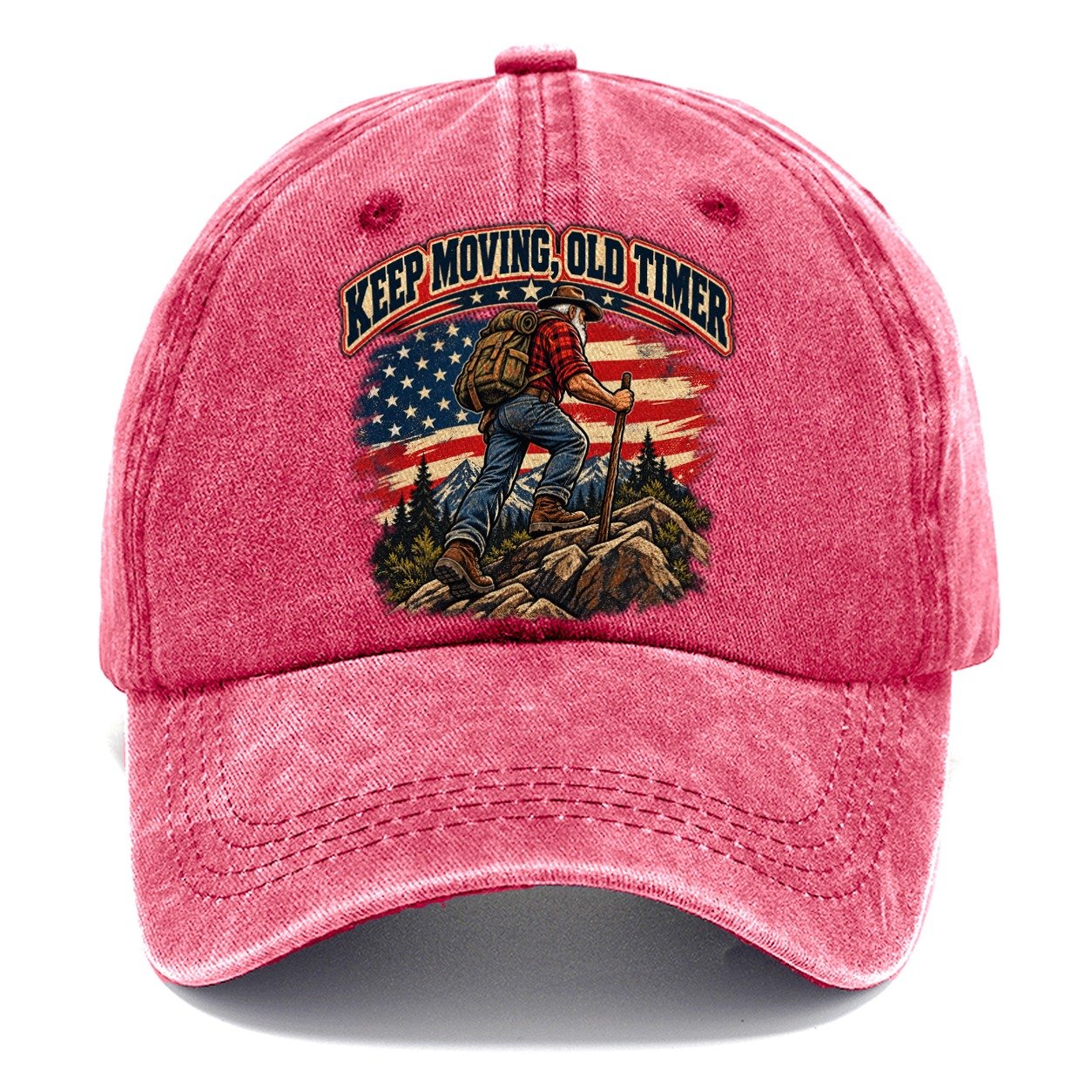 Keep Moving Old Timer Old Man Strong Classic Cap – Pomegranate Blush