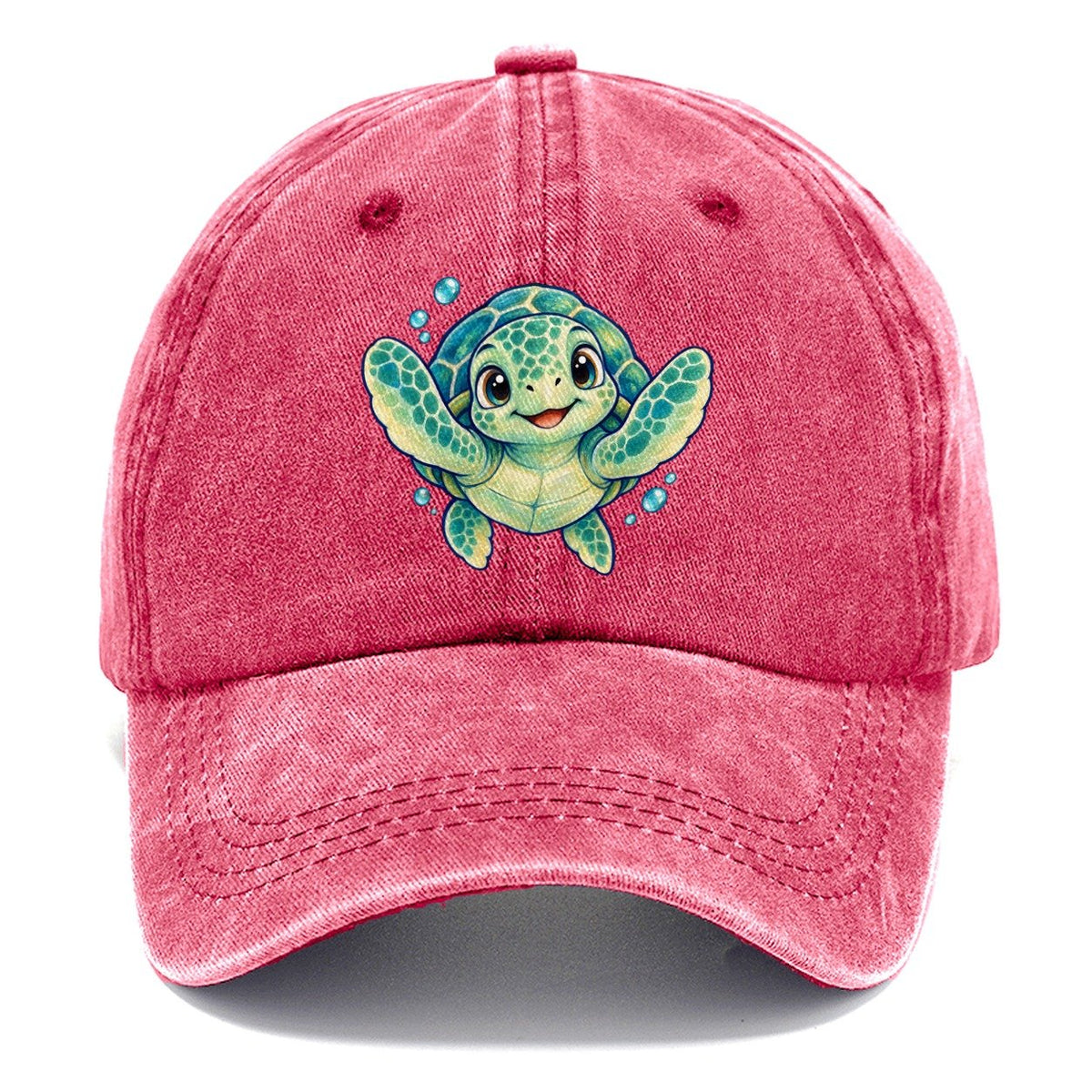 Sea Turtle Front Paddle Sea Sprite Classic Cap – Pomegranate Blush