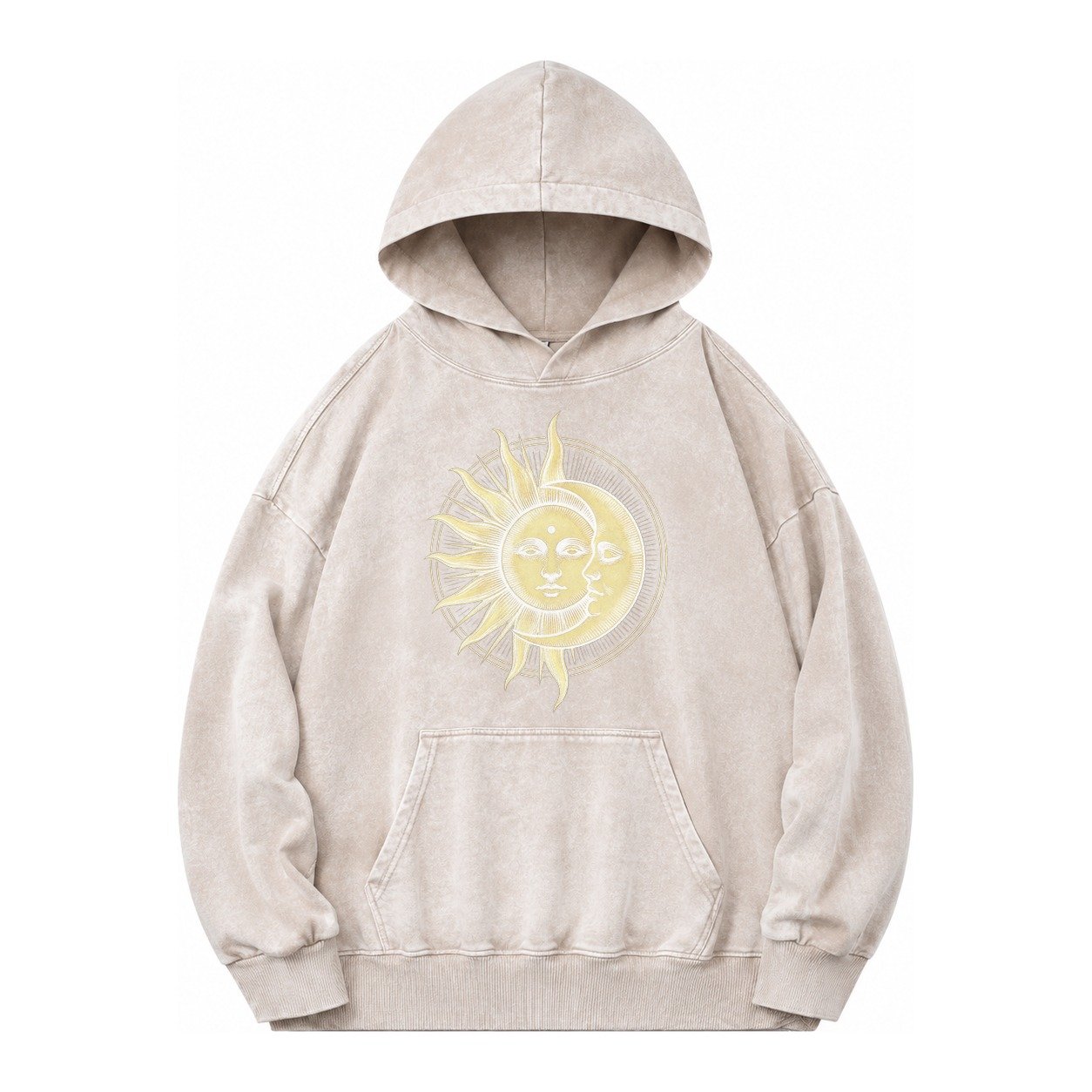 Celestial Harmony Vintage Washed Hoodie – Off White