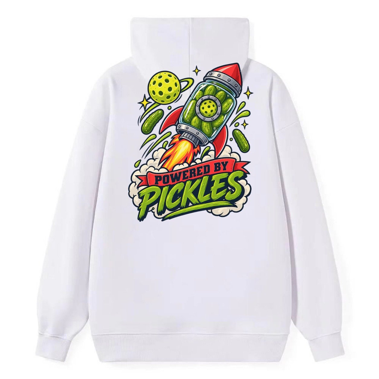 Powered By Pickles Pickleball Life Classic Pullover Hoodie – White