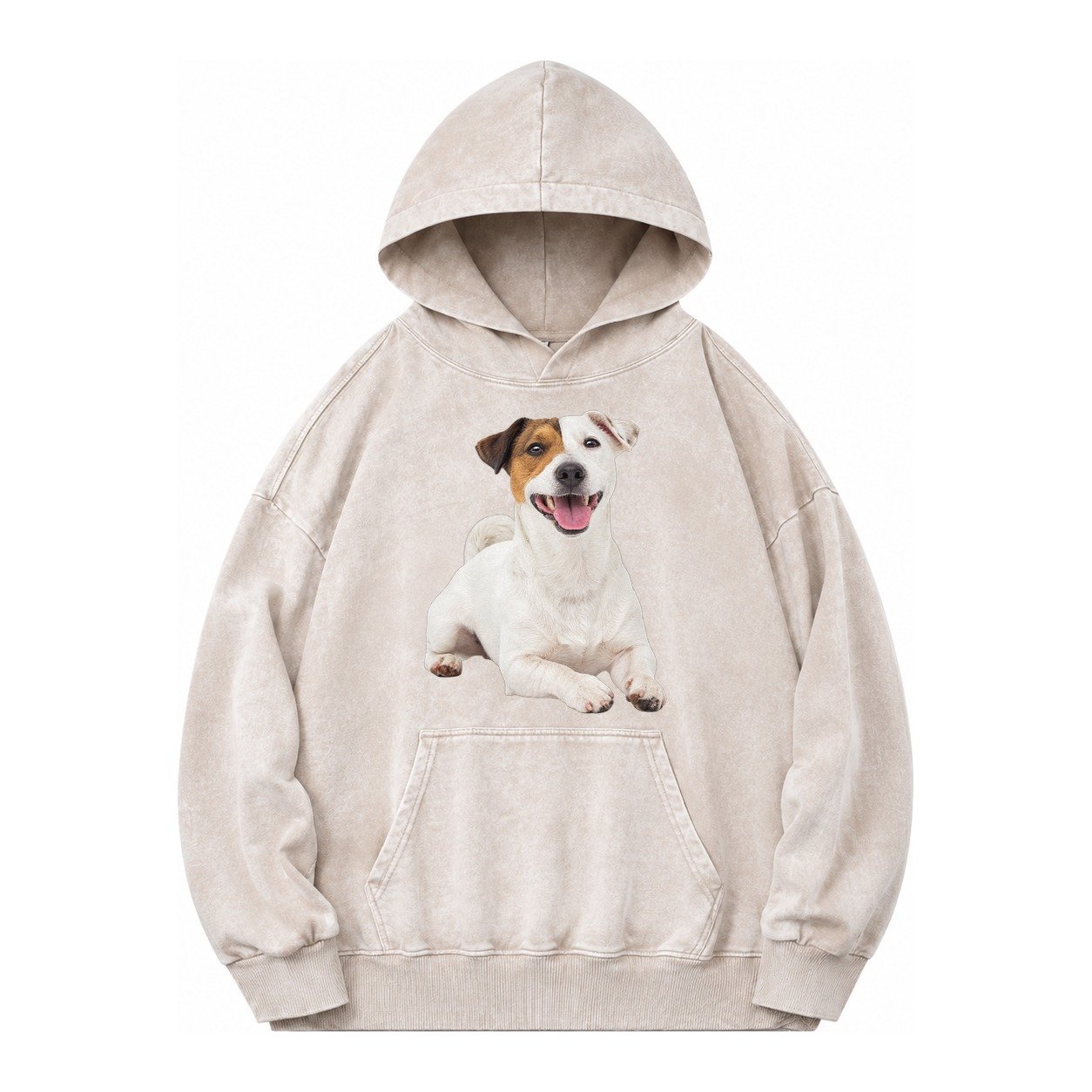 Jack Russell Terrier Dog Vintage Washed Hoodie – Off White