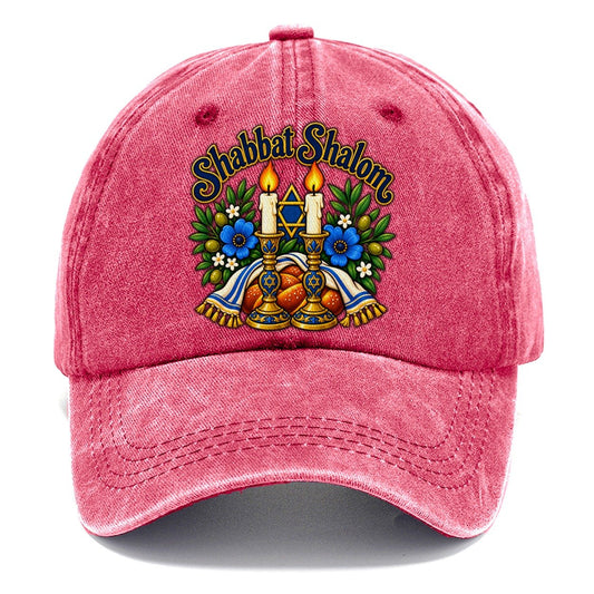 Shabbat Shalom Candles Judaism Heritage Classic Cap – Pomegranate Blush