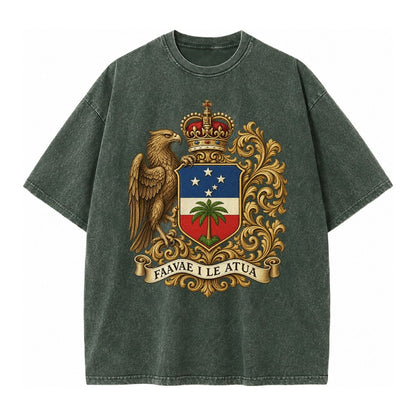 South Africa Springbok Emblem Springbok With Protea Green Go Vintage T-shirt – Forest Mist