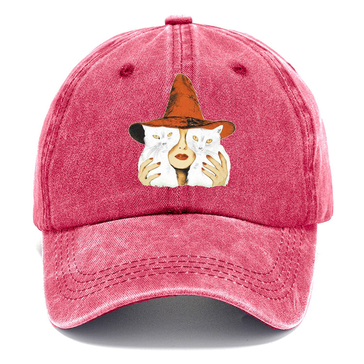 Witch Face With Cats Classic Cap – Pomegranate Blush