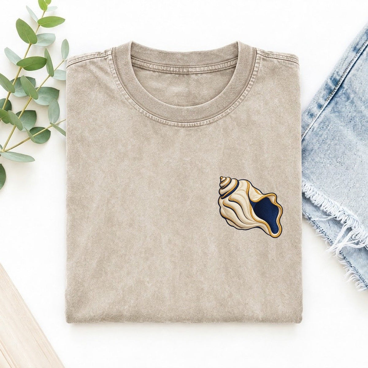 Ritual Conch Curl Left Chest Vintage T-shirt – Off White