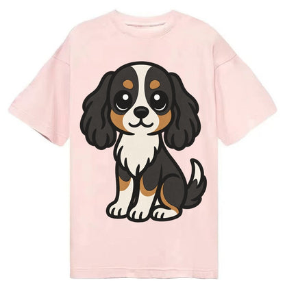 Cavalier King Charles Spaniel Tricolor Sitting Pose Portrait Classic T-shirt – Pink