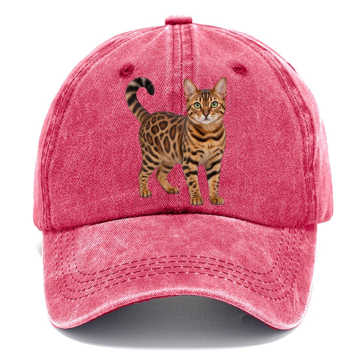 Bengal Standing Three Quarter Realistic Cat Portrait Classic Cap – Pomegranate Blush
