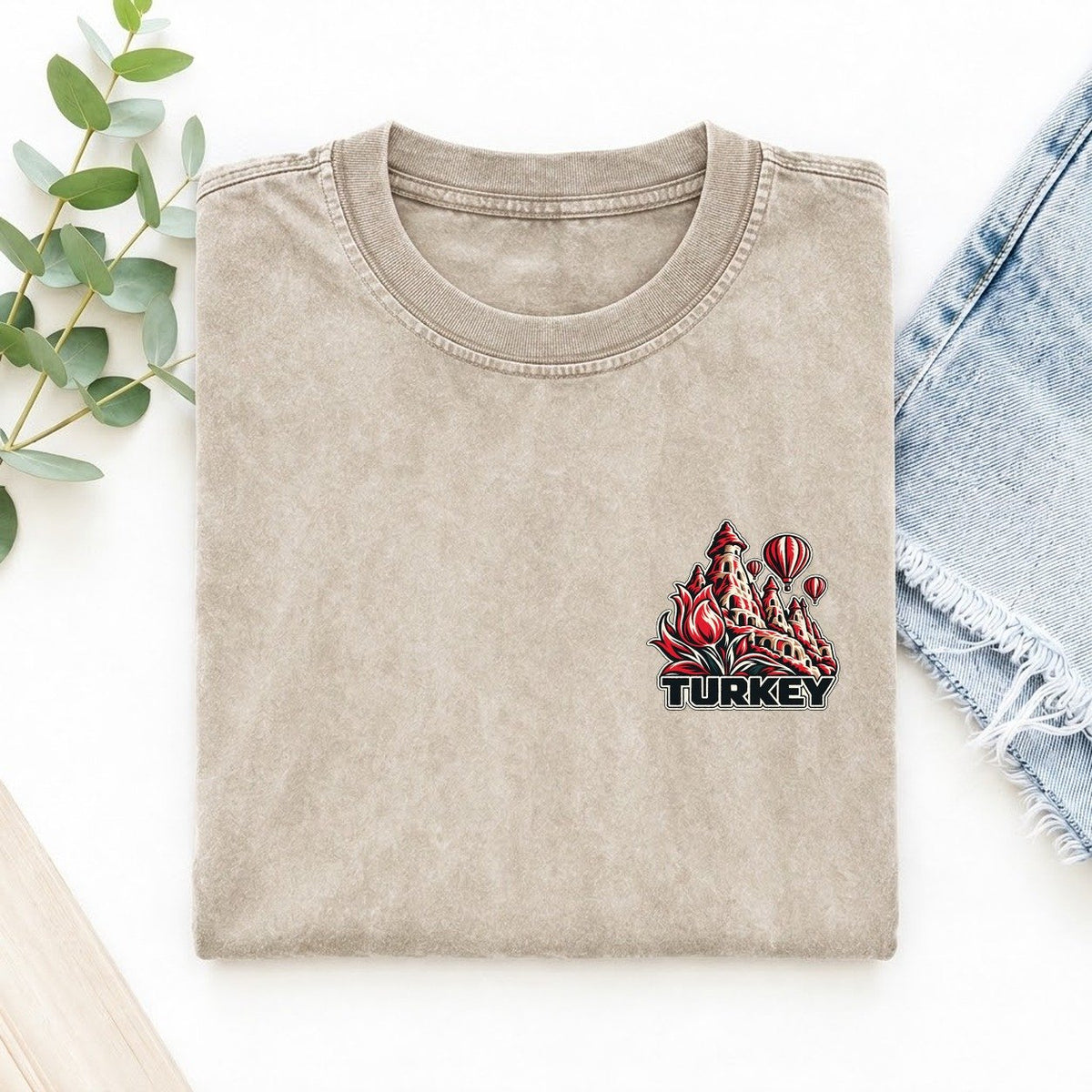 Turkey Country Pride Left Chest Vintage T-shirt – Off White