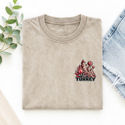 Turkey Country Pride Left Chest Vintage T-shirt – Off White