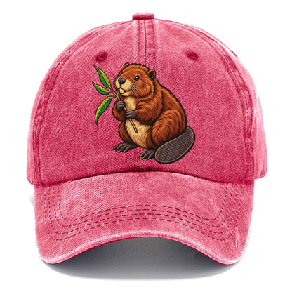 North American Beaver And Willow Sprig Canada Cultural Icons Classic Cap – Pomegranate Blush