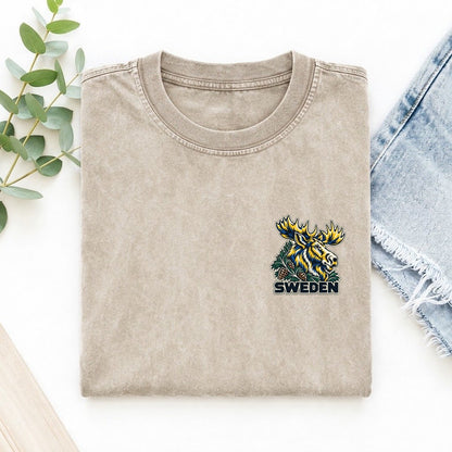Sweden Country Pride Left Chest Vintage T-shirt – Off White