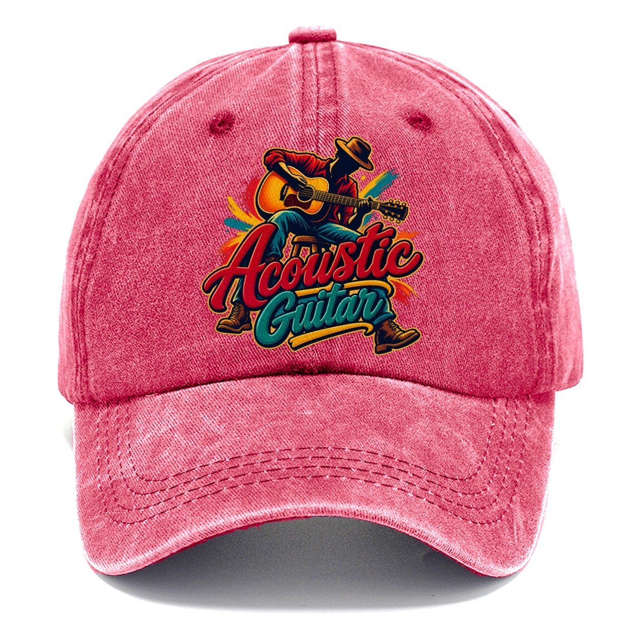 Acoustic Guitar Wordmark Music Instruments Classic Cap – Pomegranate Blush