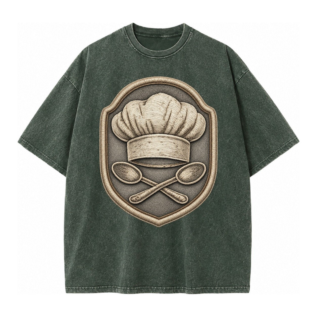 Cooking Chef Hat Toque Blanche With Crossed Spoons In Vintage T-shirt – Forest Mist