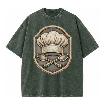 Cooking Chef Hat Toque Blanche With Crossed Spoons In Vintage T-shirt – Forest Mist