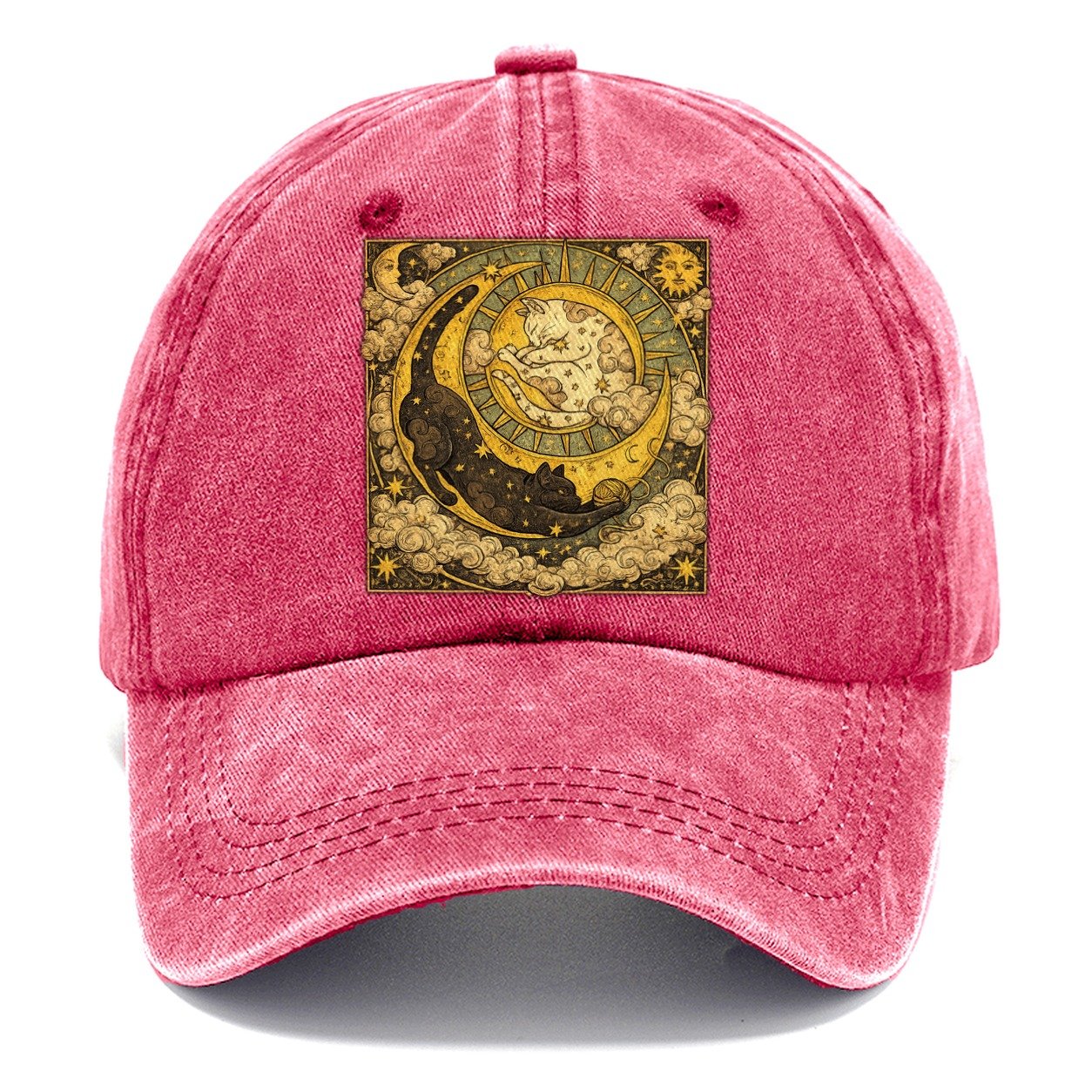 Moonlit Black Cat Classic Cap – Pomegranate Blush
