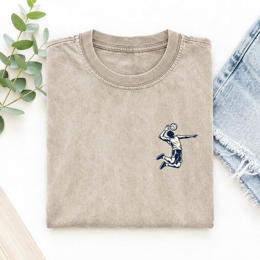 Volleyball Spike Left Chest Vintage T-shirt – Off White