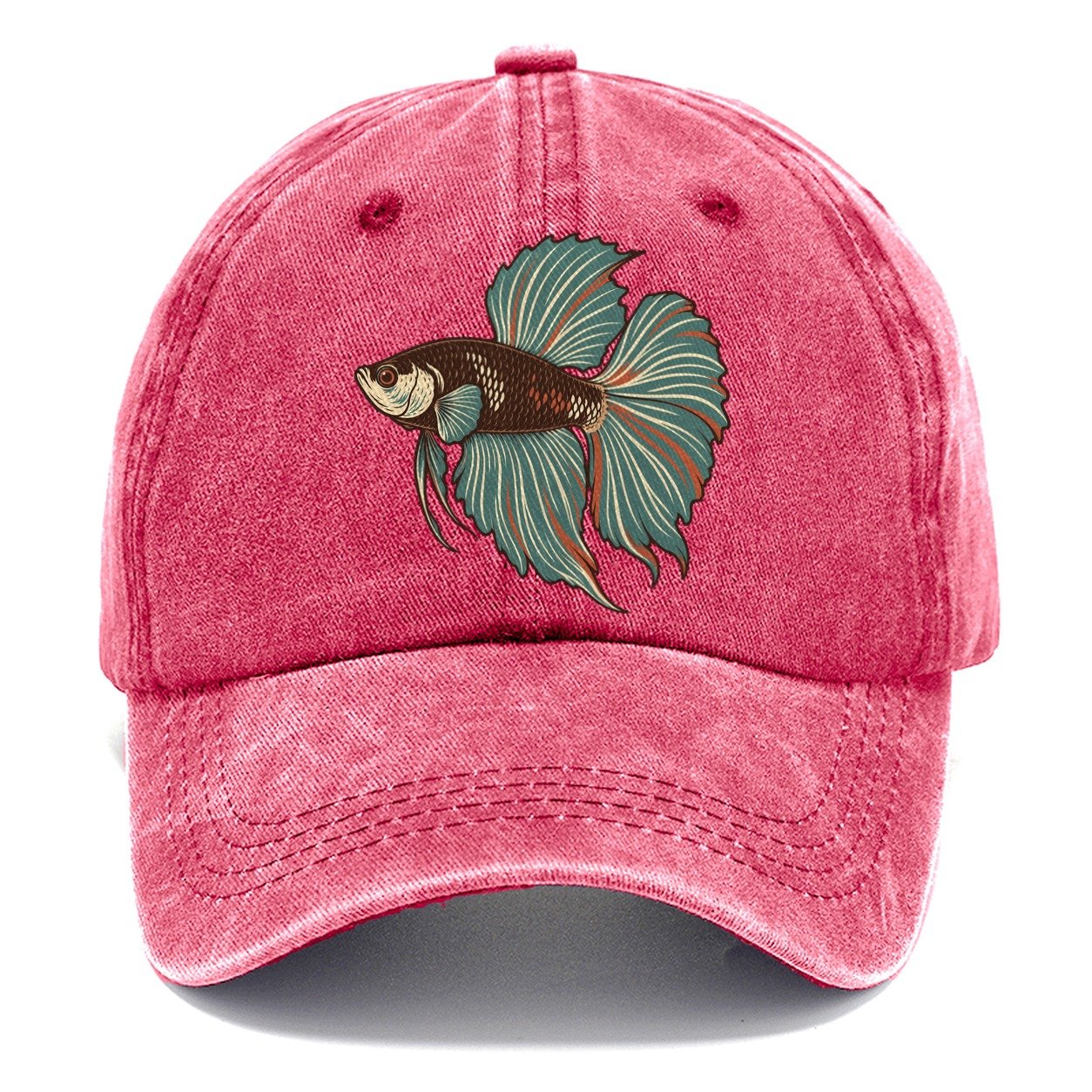 Betta Fin Silhouette Aquarium Keeping Classic Cap – Pomegranate Blush