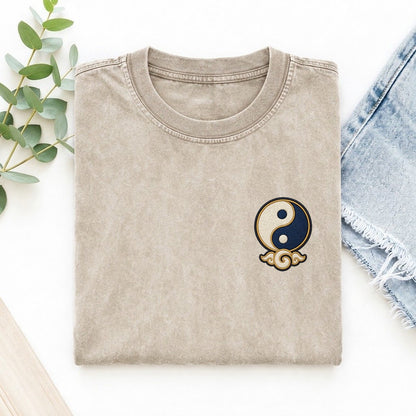 Yin Yang Cloud Symbol Emblems Left Chest Vintage T-shirt – Off White