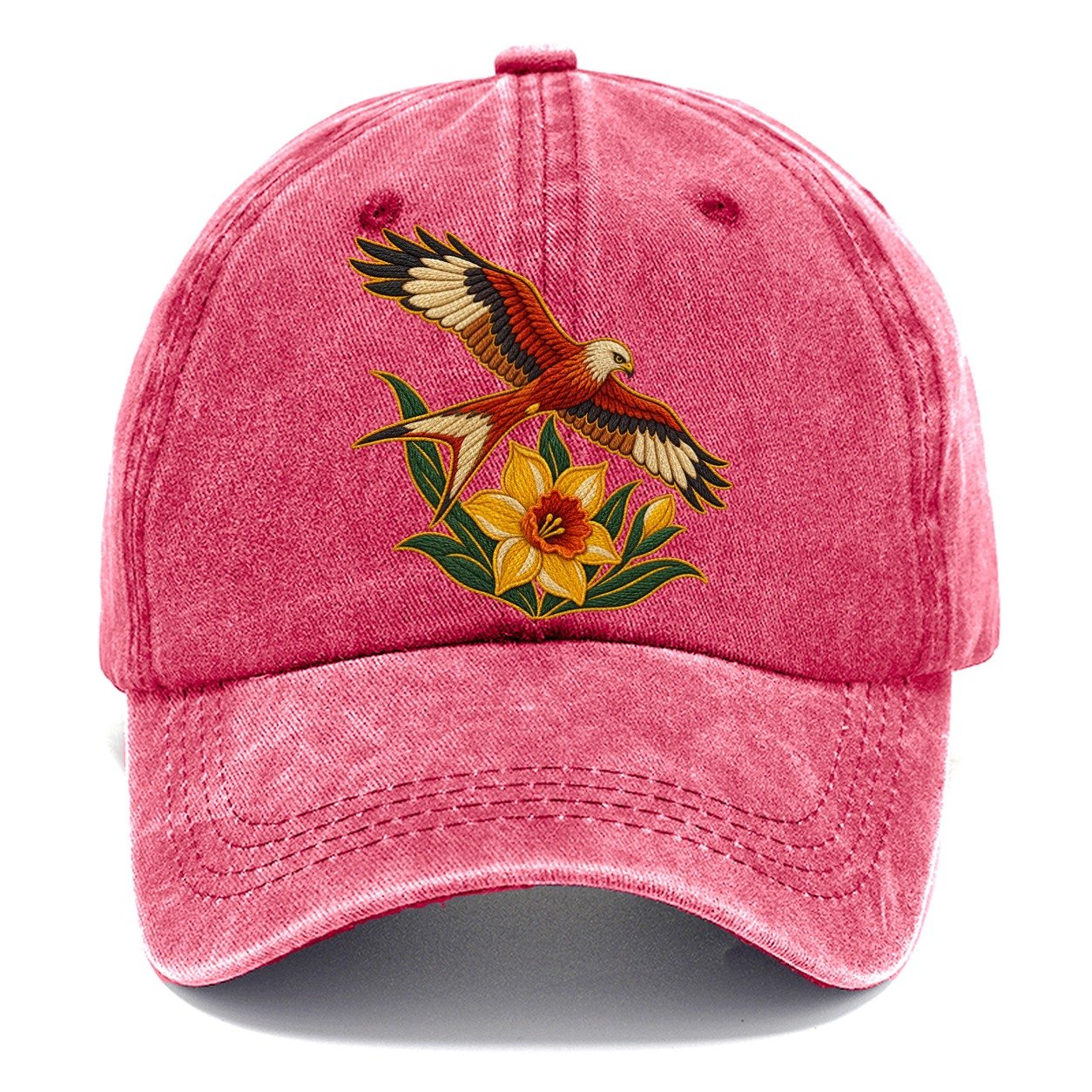Welsh Daffodil And Red Kite Uk Culture Heritage Classic Cap – Pomegranate Blush