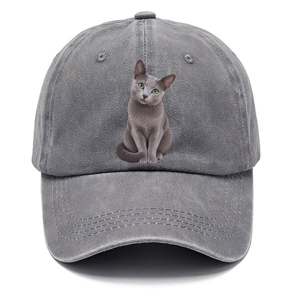 Russian Blue Seated Portrait Realistic Cat Portrait Classic Cap – Urban Haze