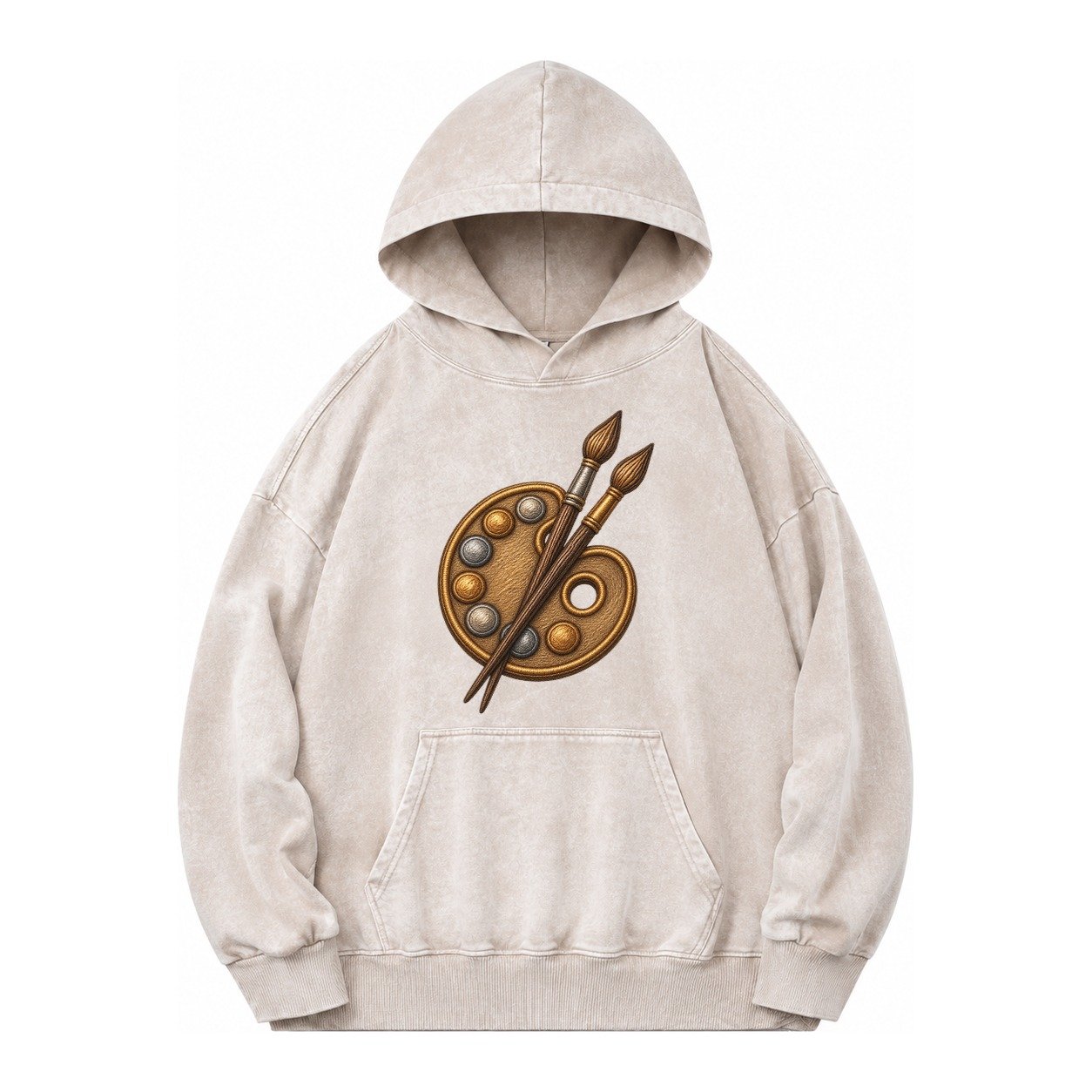 Artist Palette Vintage Washed Hoodie – Off White