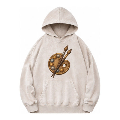 Artist Palette Vintage Washed Hoodie – Off White