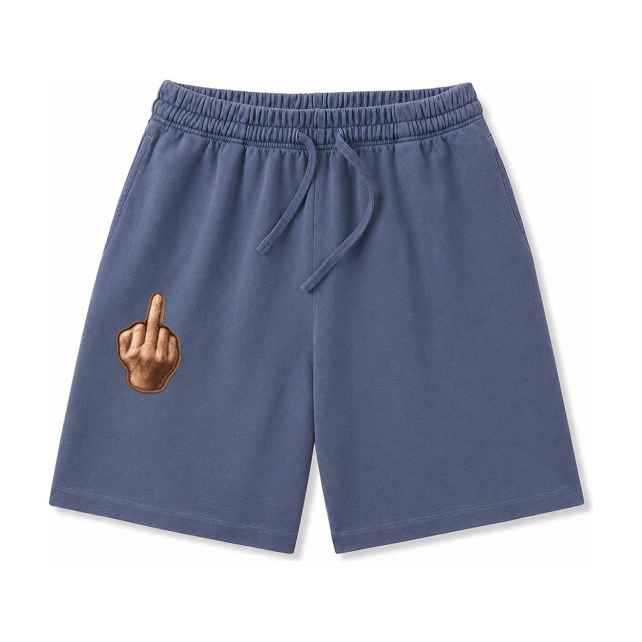 Middle Finger Hand Gesture In Skin Tone Attitude Washed Shorts – Navy Blue