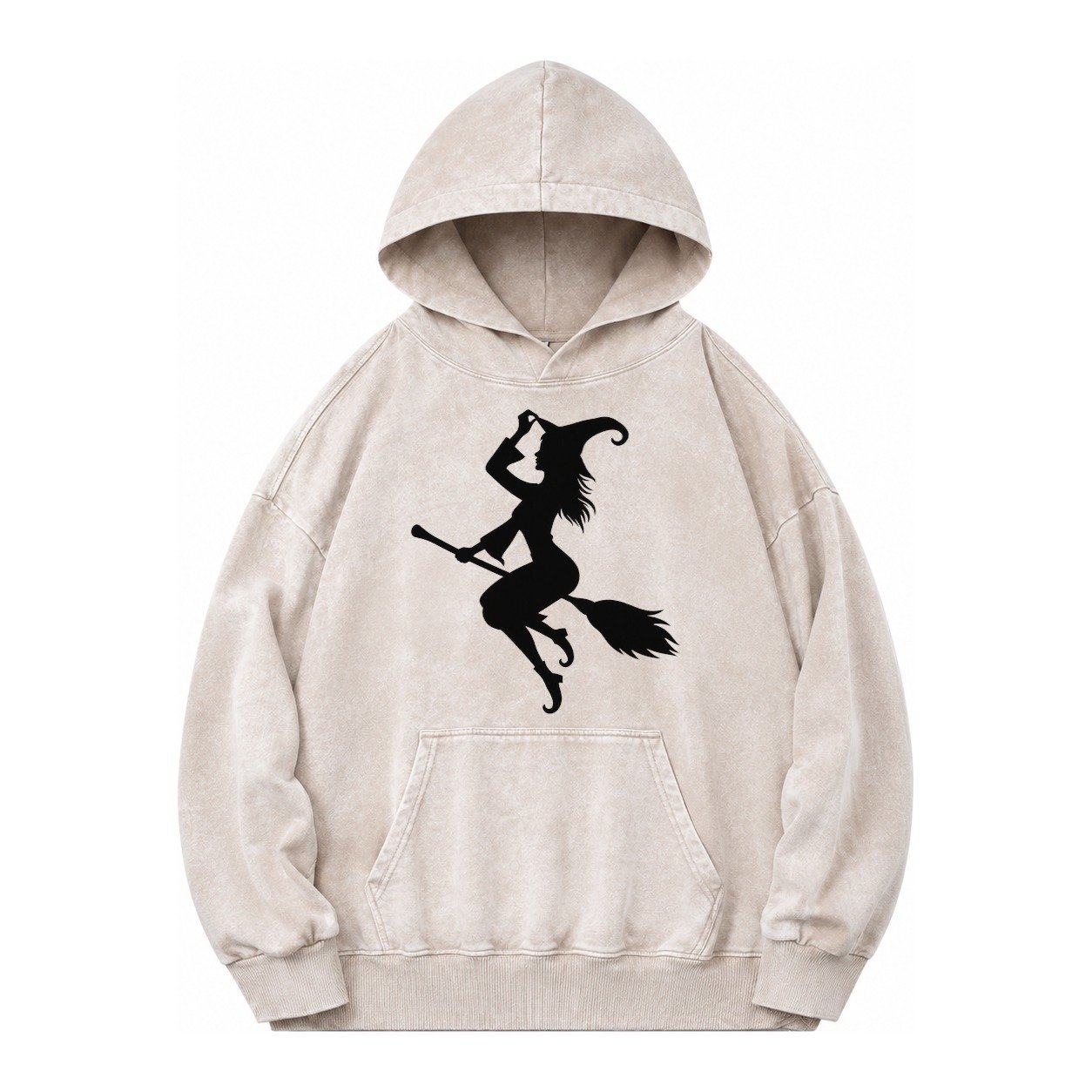 202308151409 Witch On Broom 4 Vintage Washed Hoodie – Off White