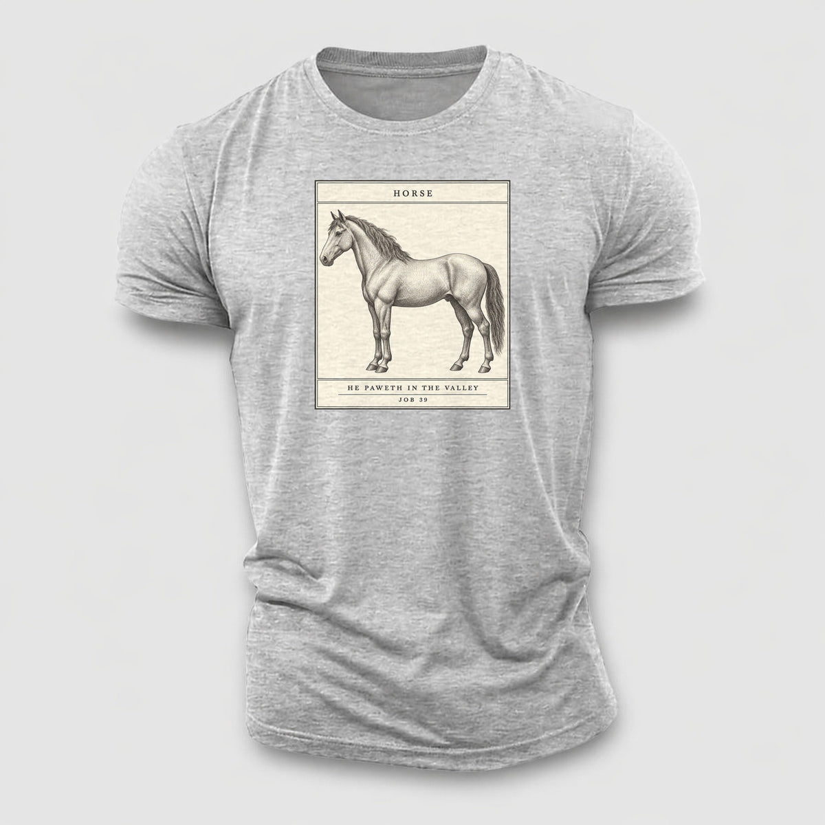 Horse Specimen Plate Creature Canticle Cotton T-Shirt – Sport Grey